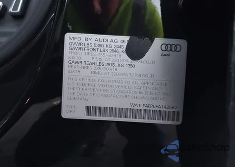 2015 Audi Q5 2.0T Premium from USA, damaged, VIN WA1LFAFP5FA142587